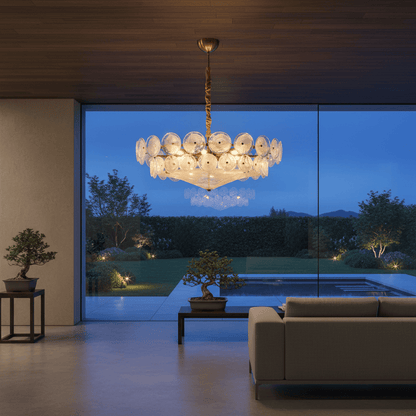 Elvora Pendant Light | Amber Glass Disc Chandelier