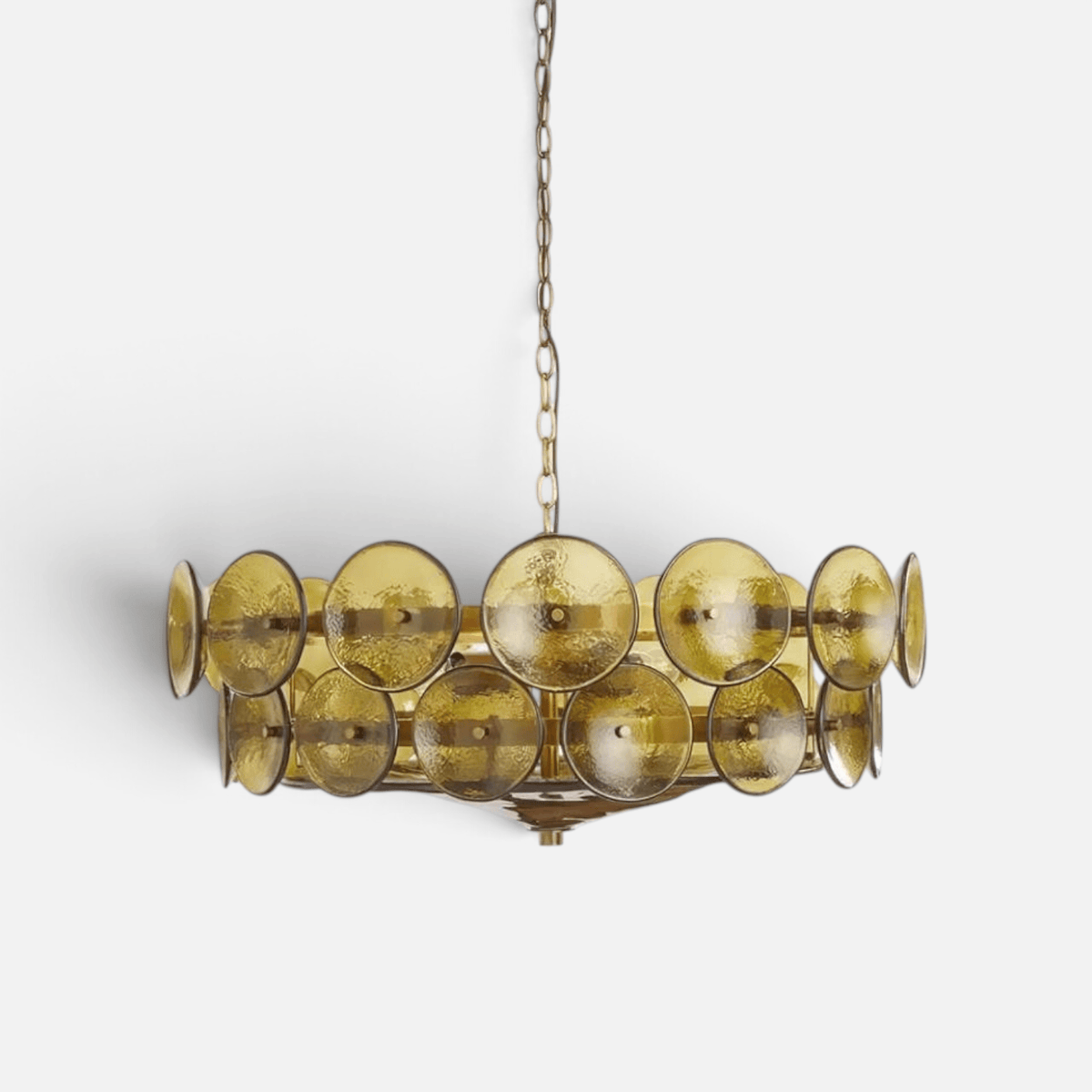 Elvora Pendant Light | Amber Glass Disc Chandelier