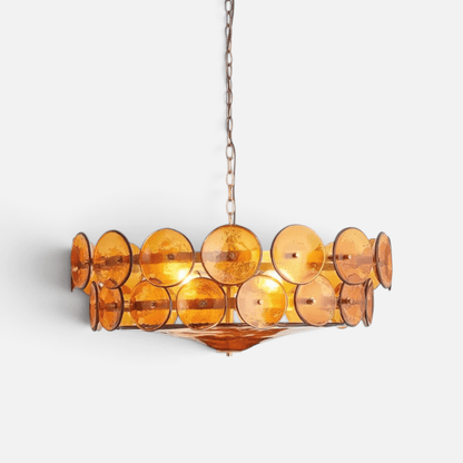 Elvora Pendant Light | Amber Glass Disc Chandelier