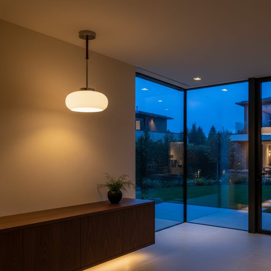 Elvora Pendant Light | Amber Glass Dome Design