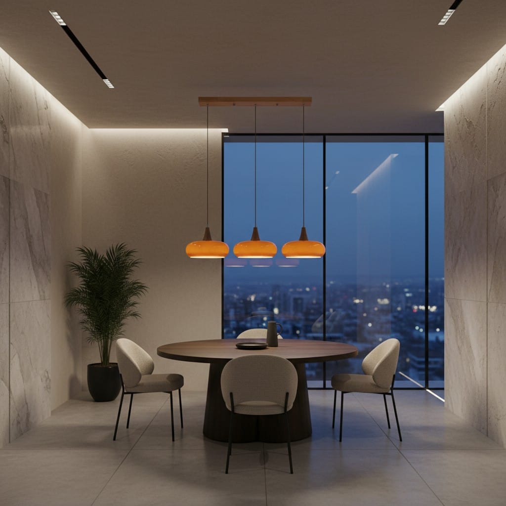 Elvora Pendant Light | Amber Glass Wood Design