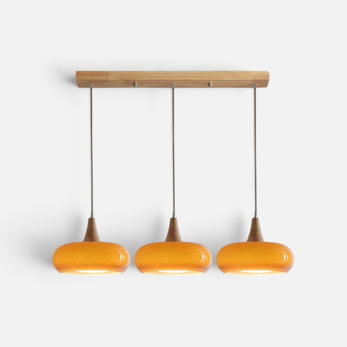 Elvora Pendant Light | Amber Glass Wood Design