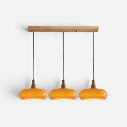 Elvora Pendant Light | Amber Glass Wood Design