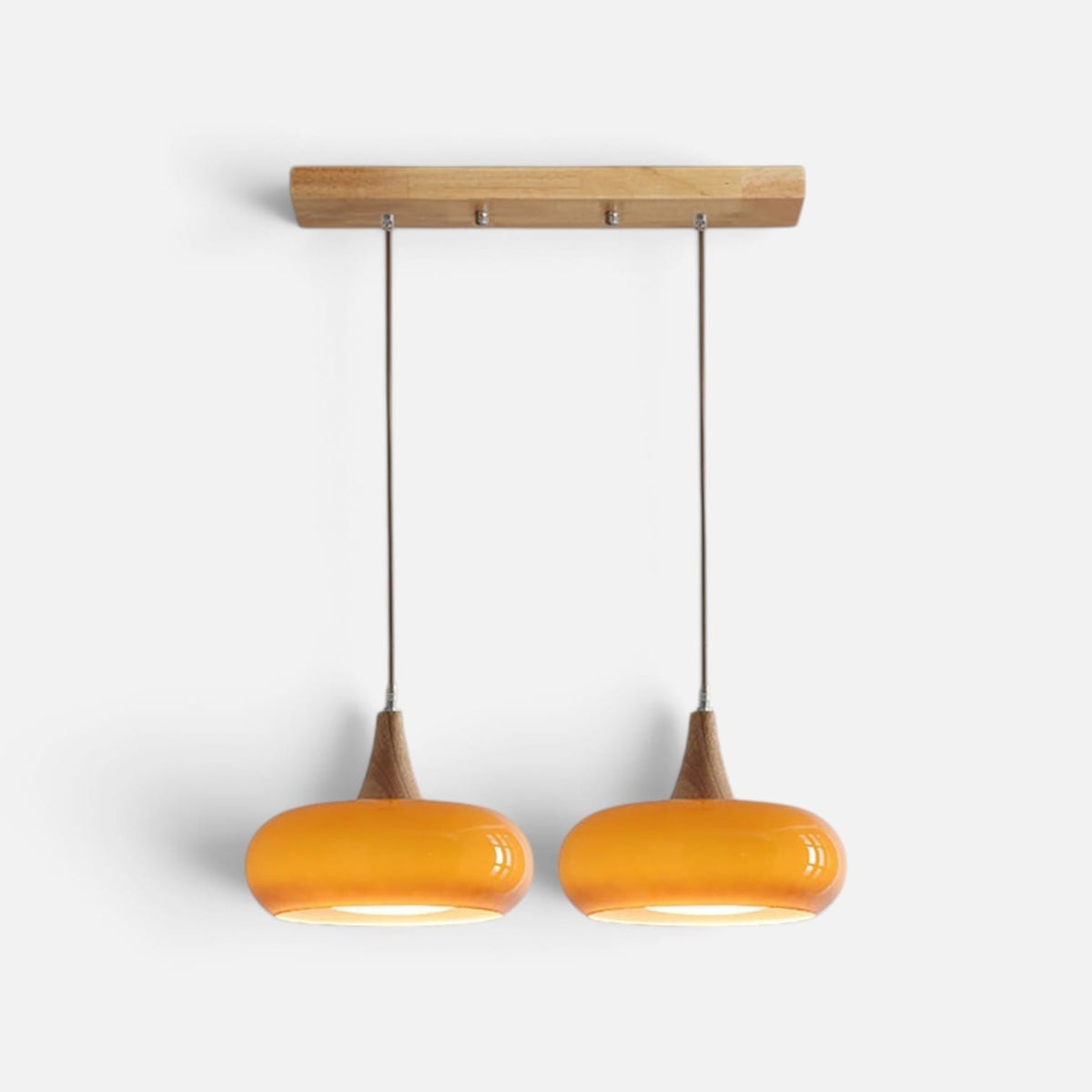 Elvora Pendant Light | Amber Glass Wood Design