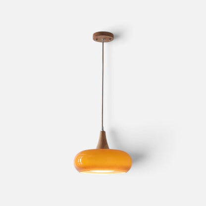 Elvora Pendant Light | Amber Glass Wood Design