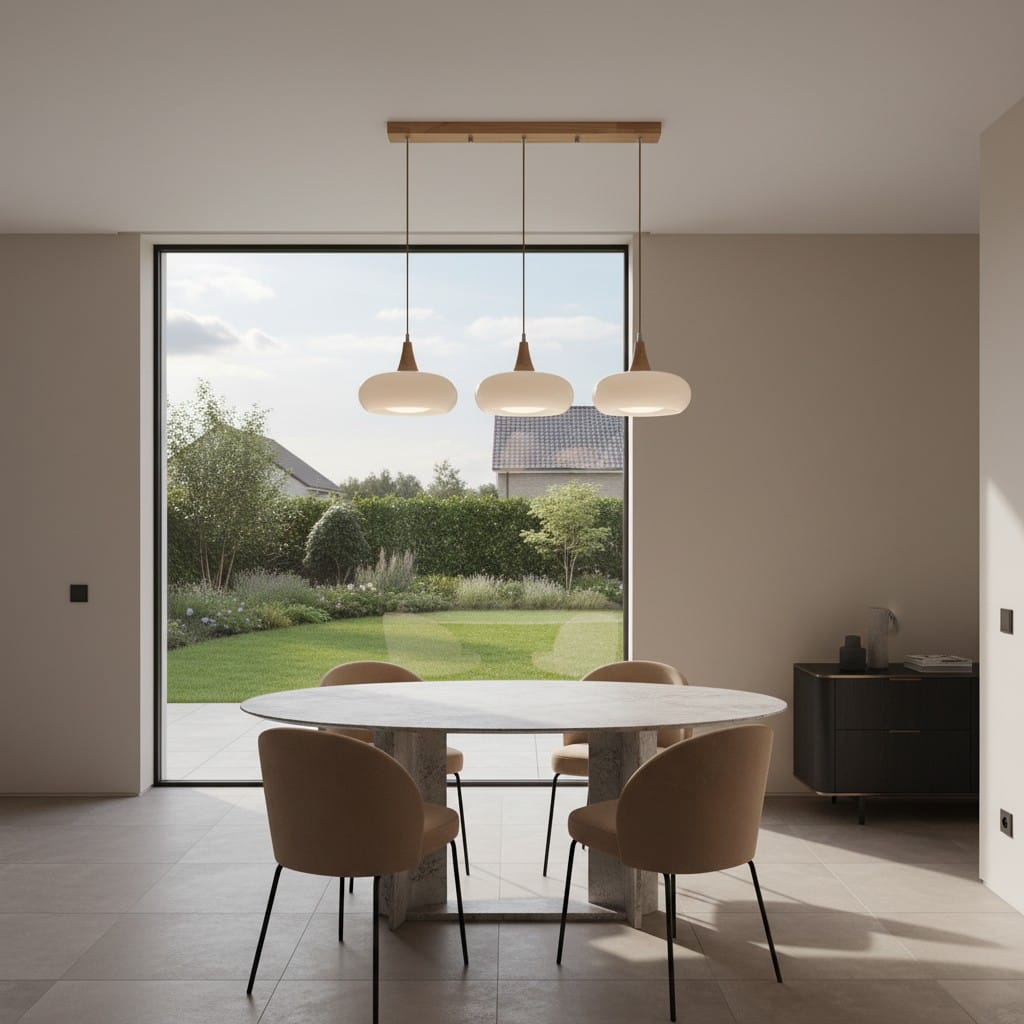 Elvora Pendant Light | Amber Glass Wood Design