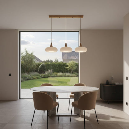 Elvora Pendant Light | Amber Glass Wood Design