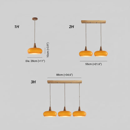 Elvora Pendant Light | Amber Glass Wood Design