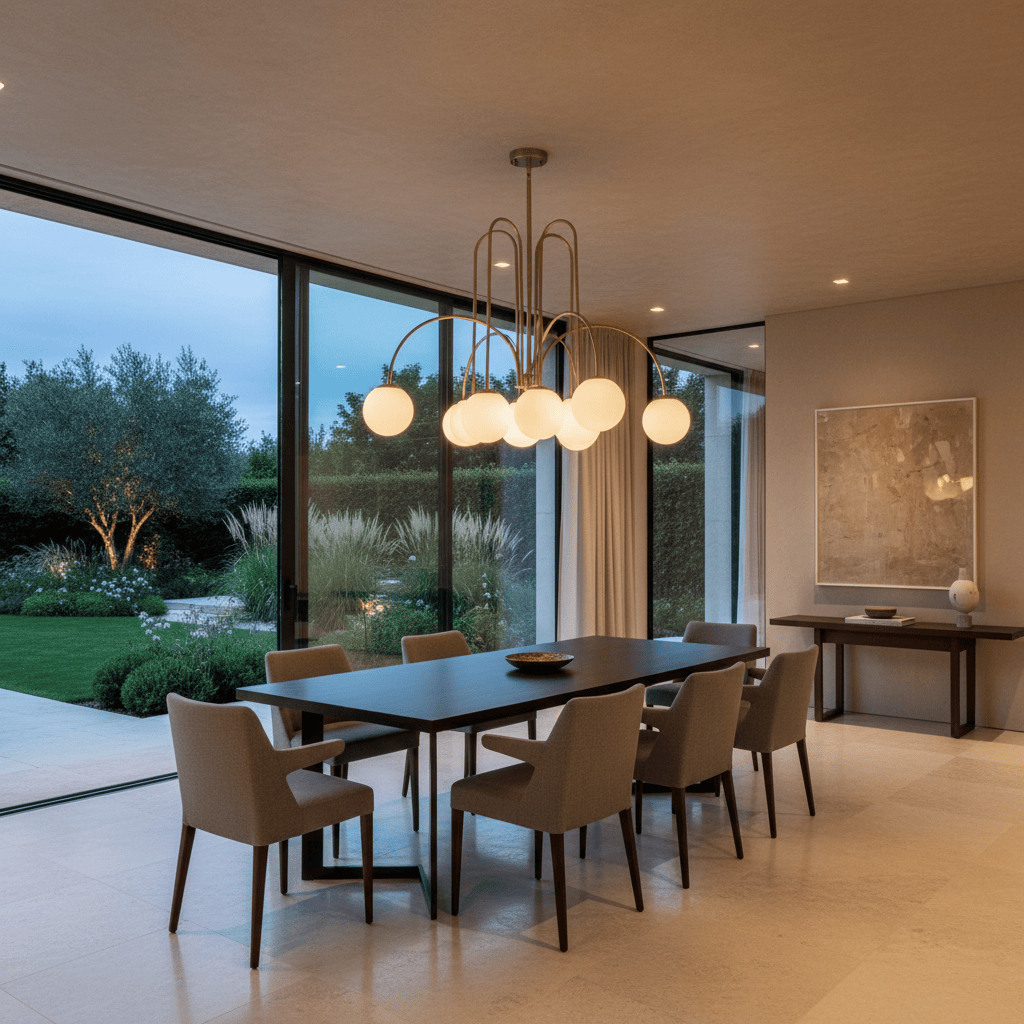 Elvora Pendant Light | Arched Arm Glass Chandelier