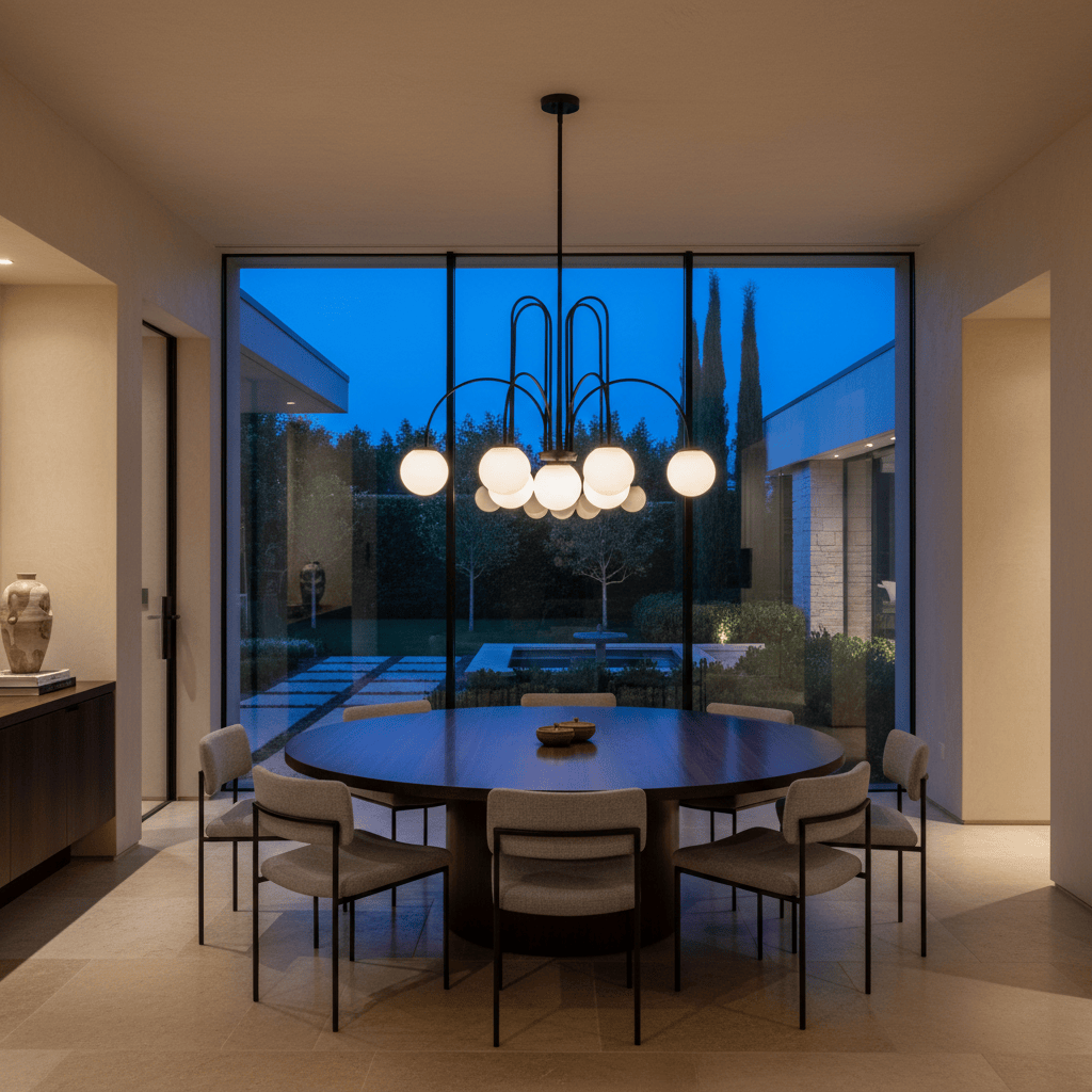 Elvora Pendant Light | Arched Arm Glass Chandelier