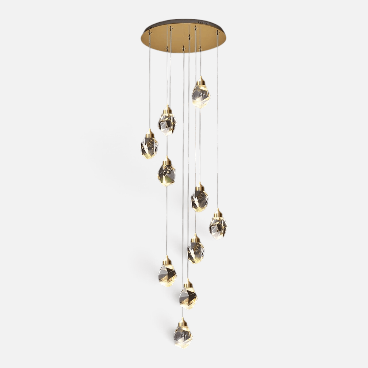 Elvora Pendant Light | Crystal Cluster Brass Design