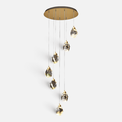 Elvora Pendant Light | Crystal Cluster Brass Design