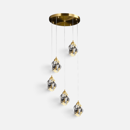 Elvora Pendant Light | Crystal Cluster Brass Design
