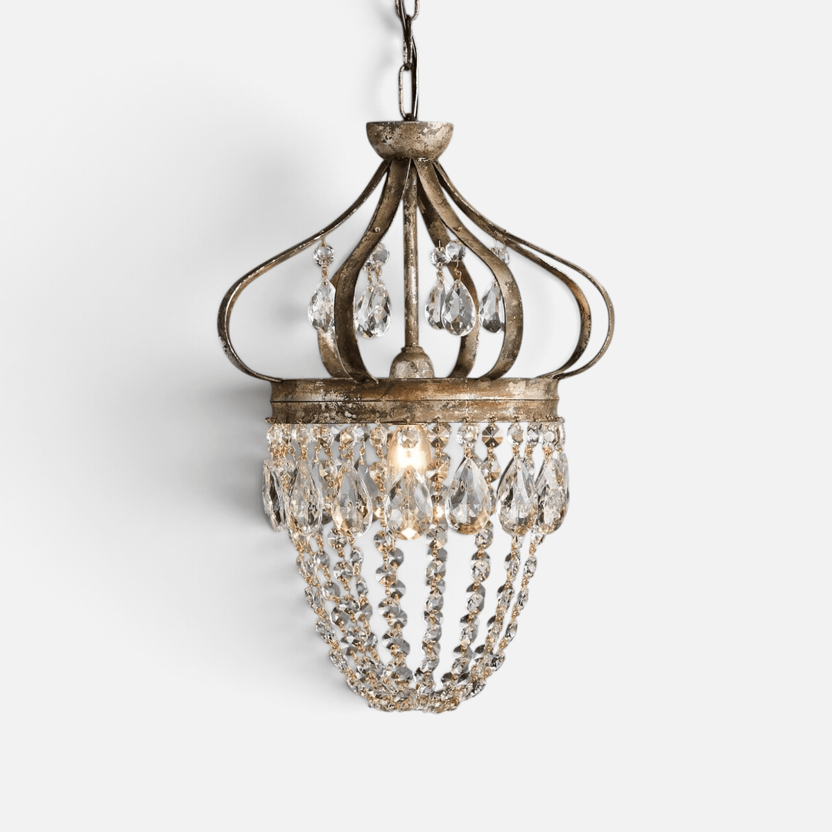 Elvora Pendant Light | Crystal Tear Drop Chandelier D 27cm x H 36cm / Antique gold