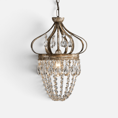Elvora Pendant Light | Crystal Tear Drop Chandelier D 27cm x H 36cm / Antique gold