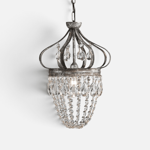 Elvora Pendant Light | Crystal Tear Drop Chandelier D 27cm x H 36cm / Antique silver