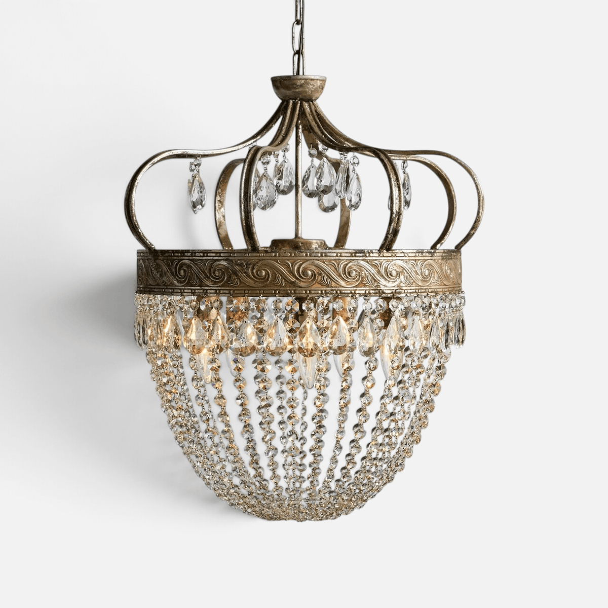 Elvora Pendant Light | Crystal Tear Drop Chandelier D 53cm x H 61cm / Antique gold