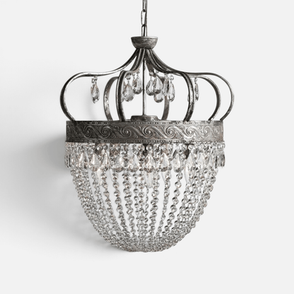 Elvora Pendant Light | Crystal Tear Drop Chandelier D 53cm x H 61cm / Antique silver