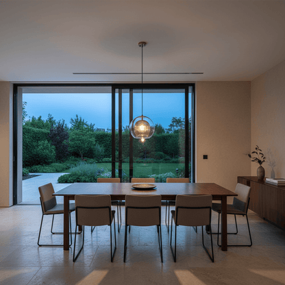 Elvora Pendant Light | Glass Globe Ribbed Design