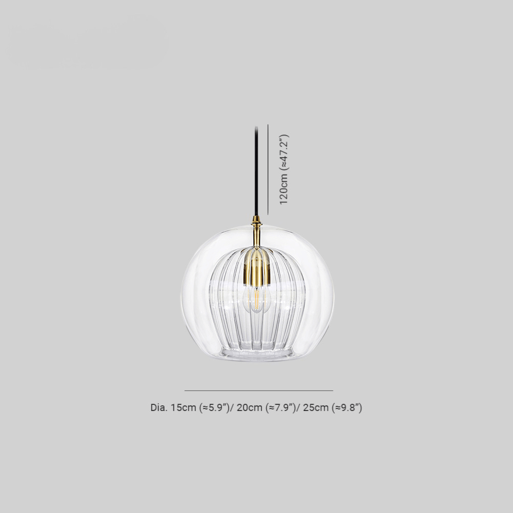Elvora Pendant Light | Glass Globe Ribbed Design