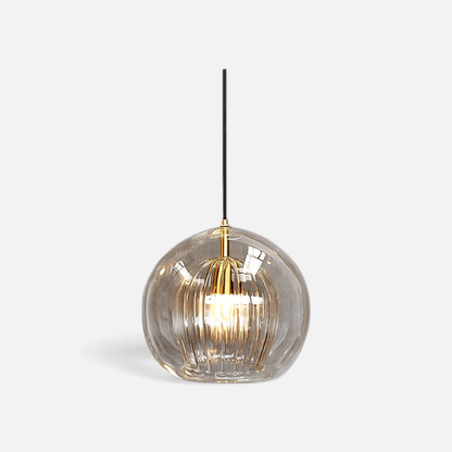 Elvora Pendant Light | Glass Globe Ribbed Design