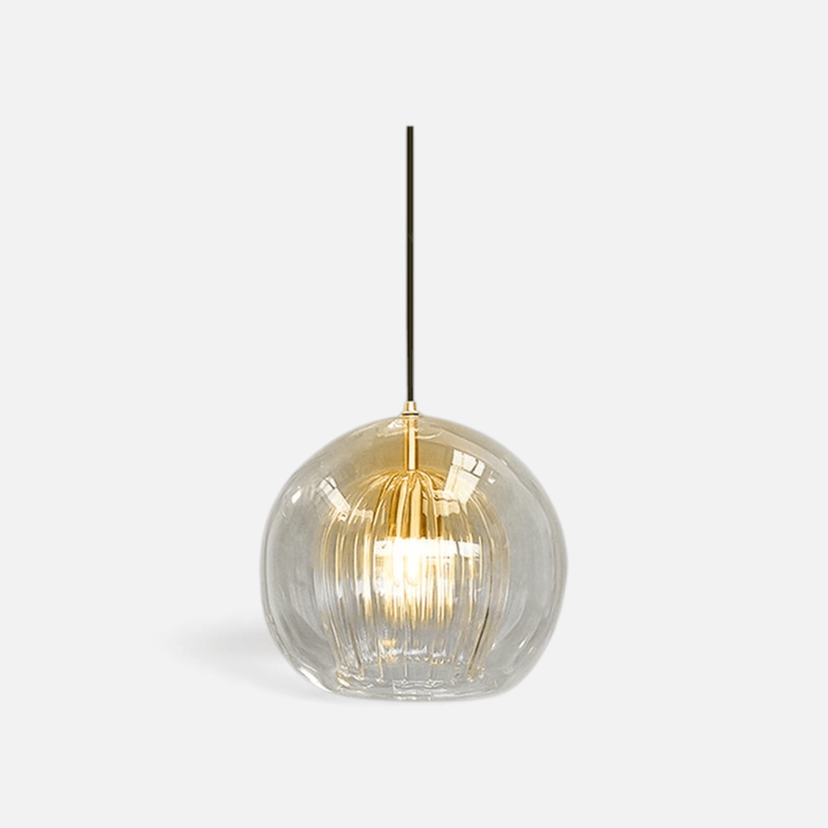 Elvora Pendant Light | Glass Globe Ribbed Design