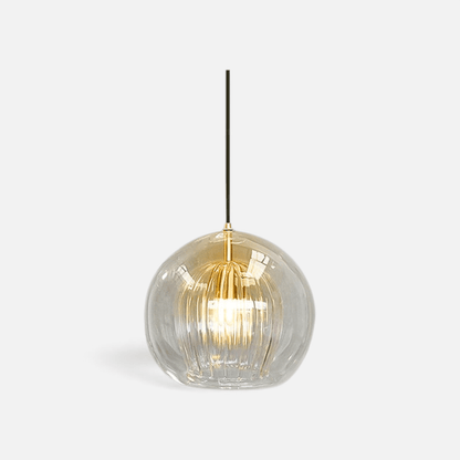 Elvora Pendant Light | Glass Globe Ribbed Design