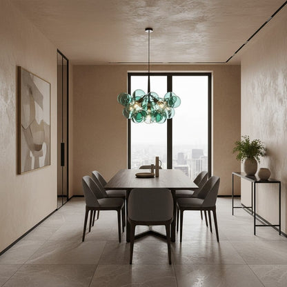 Elvora Pendant Light | Green Bubble Glass Chandelier