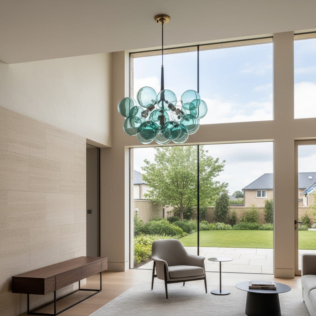 Elvora Pendant Light | Green Bubble Glass Chandelier