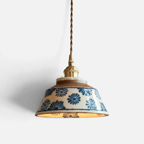 Elvora Pendant Light | Hand-Painted Ceramic Retro Pattern Design