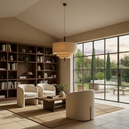 Elvora Pendant Light | Layered Linen Shade Chandelier