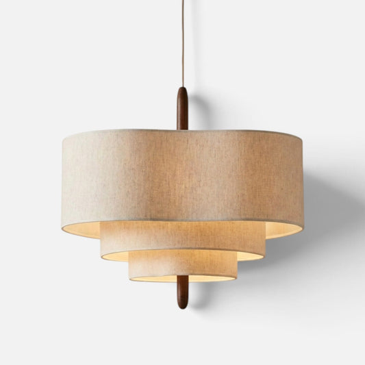 Elvora Pendant Light | Layered Linen Shade Chandelier