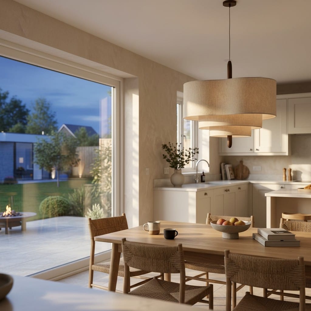 Elvora Pendant Light | Layered Linen Shade Chandelier