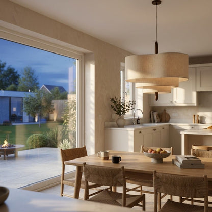 Elvora Pendant Light | Layered Linen Shade Chandelier