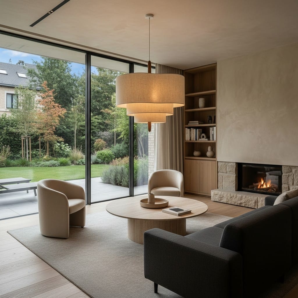 Elvora Pendant Light | Layered Linen Shade Chandelier