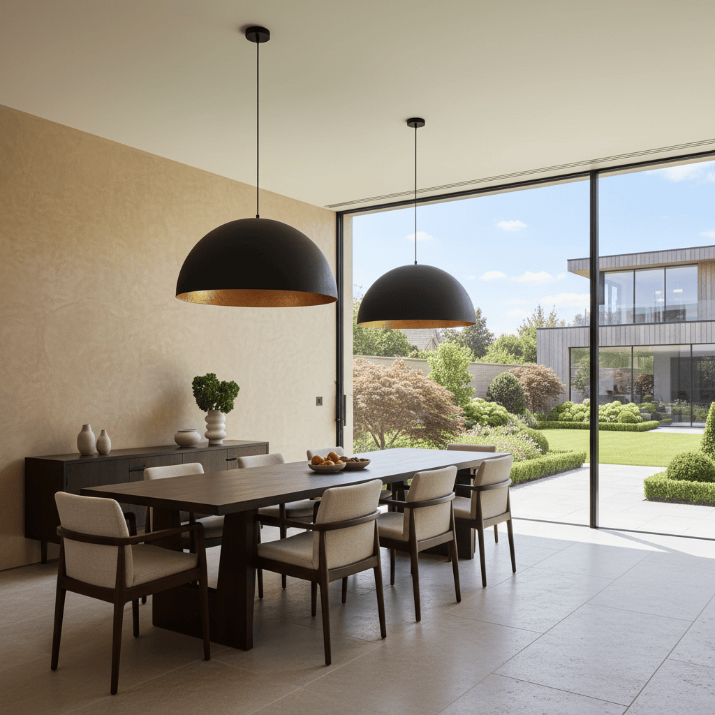 Elvora Pendant Light | Metal Dome Gold Interior Design