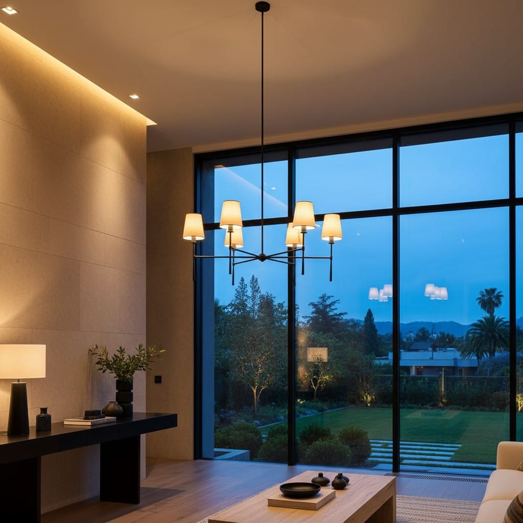 Elvora Pendant Light | Mid-Century Fabric Shade Chandelier