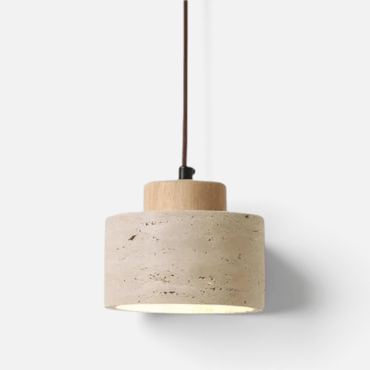 Elvora Pendant Light | Natural Stone Drum Design