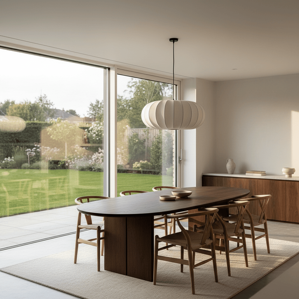 Elvora Pendant Light | Oval Ribbed Silk Shade