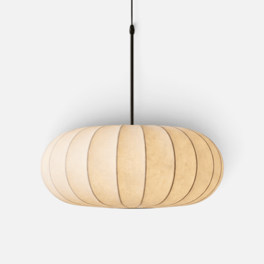 Elvora Pendant Light | Oval Ribbed Silk Shade