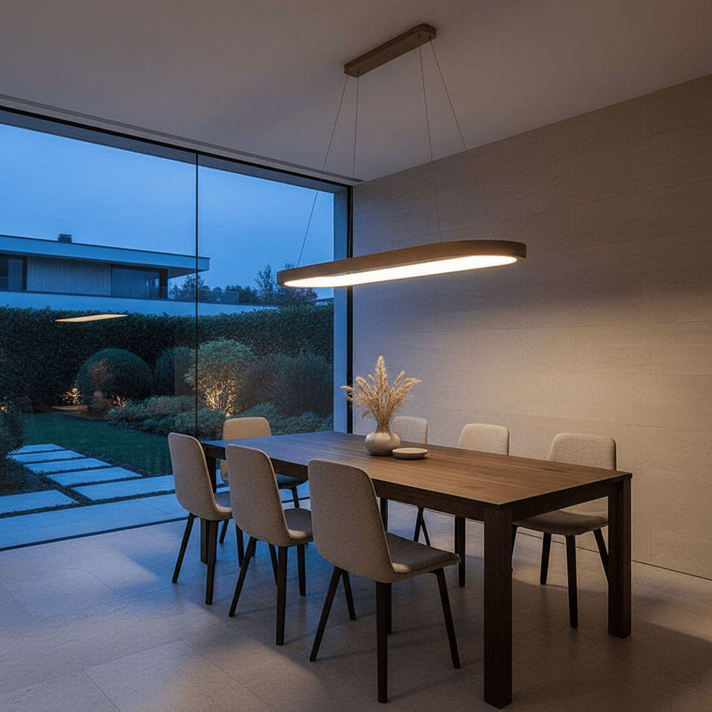 Elvora Pendant Light | Oval Wooden LED Bar Design
