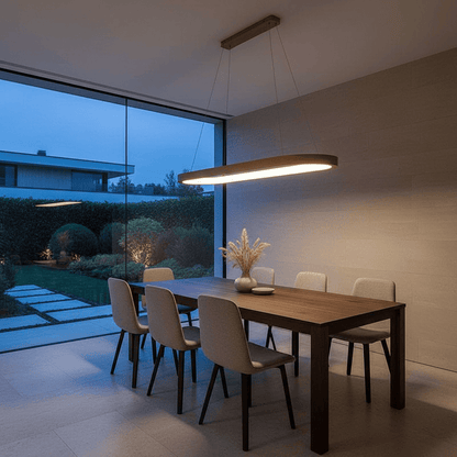 Elvora Pendant Light | Oval Wooden LED Bar Design