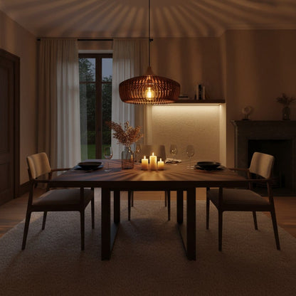 Elvora Pendant Light | Rattan Woven Dome Design