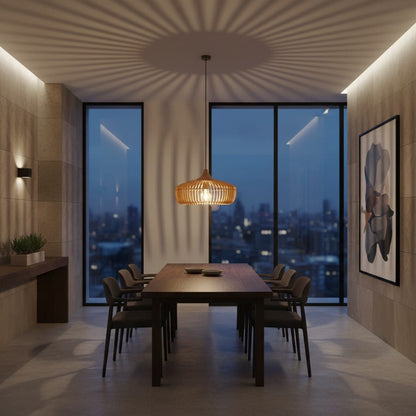 Elvora Pendant Light | Rattan Woven Dome Design