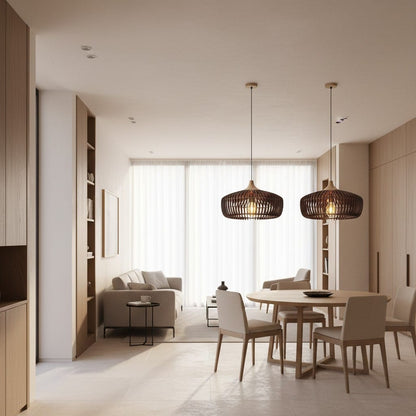 Elvora Pendant Light | Rattan Woven Dome Design