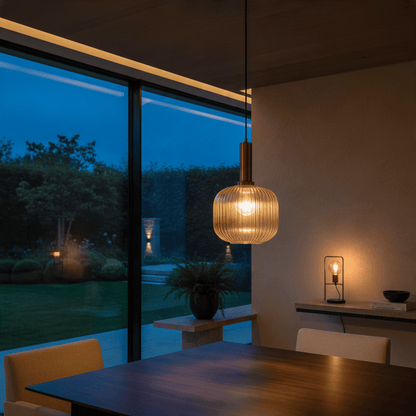 Elvora Pendant Light | Ribbed Glass Shade Design