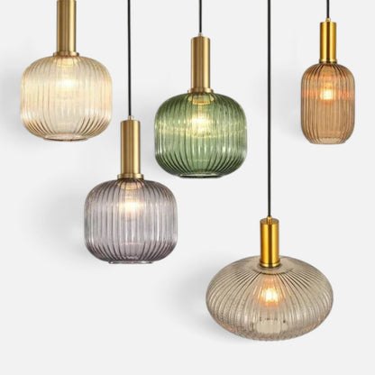 Elvora Pendant Light | Ribbed Glass Shade Design