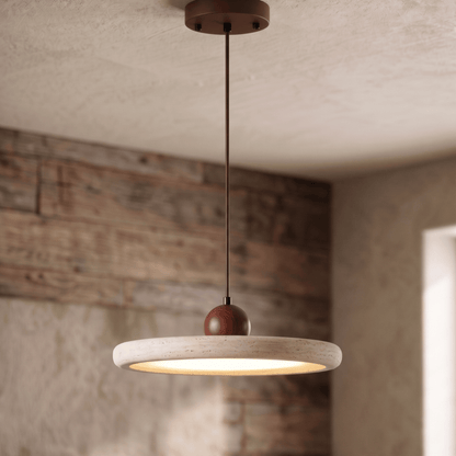 Elvora Pendant Light | Travertine Ring Wabi-Sabi Design