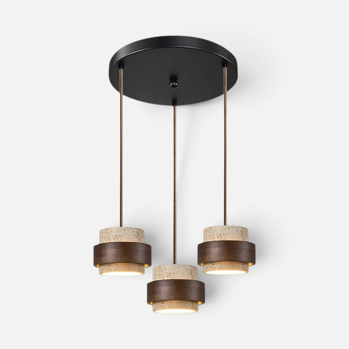 Elvora Pendant Light | Travertine Wood Cylinder Design