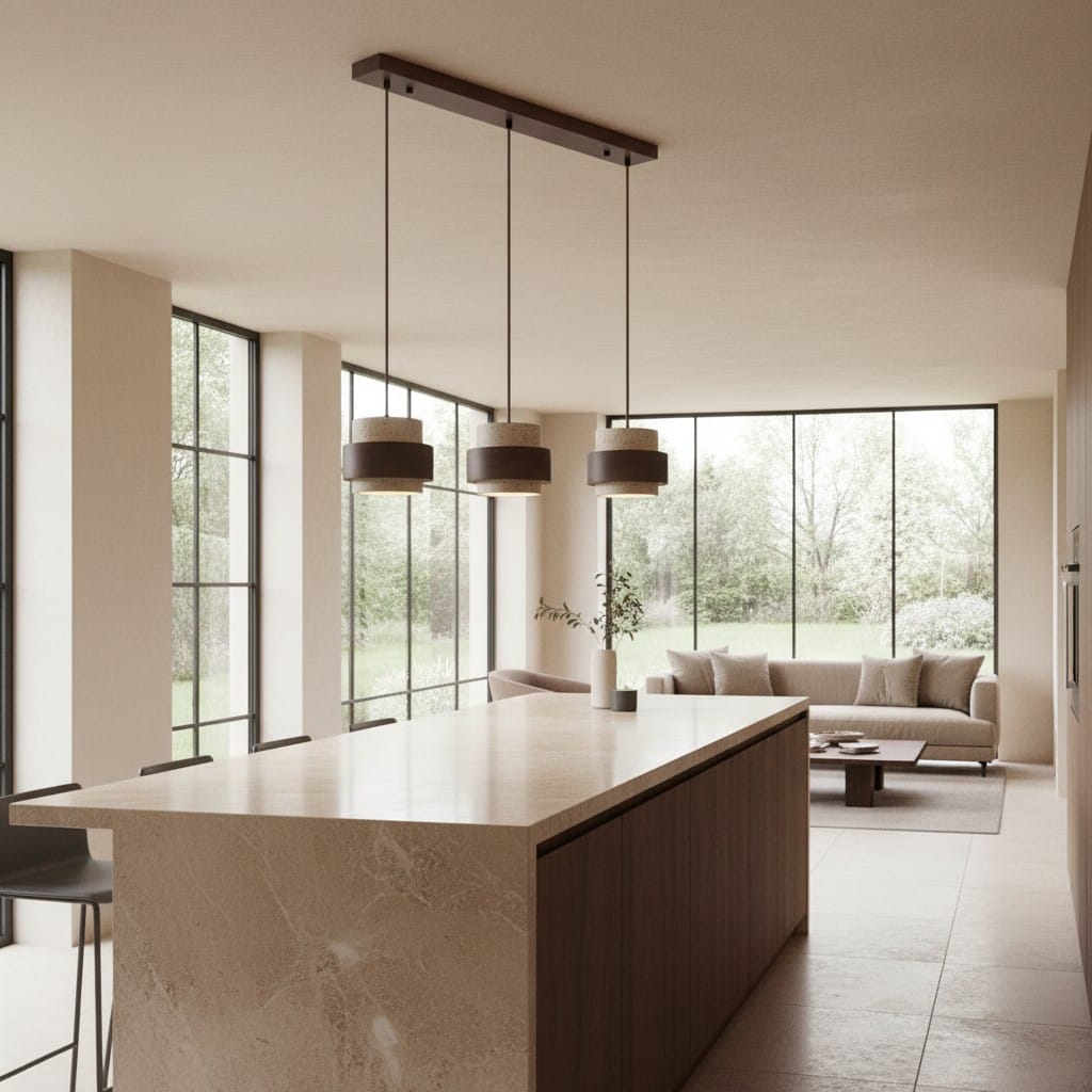 Elvora Pendant Light | Travertine Wood Cylinder Design